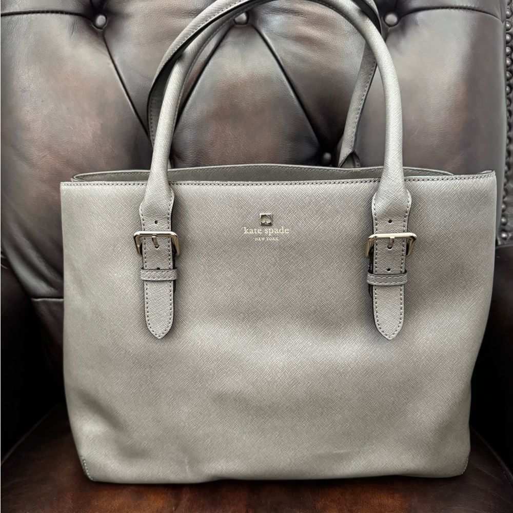 kate spade Gray Leather Tote Bag- like new!